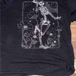 Black Graphic Tee with Skeleton Design